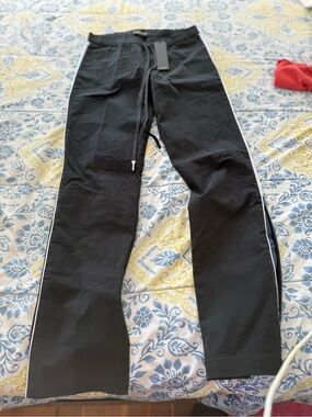 Nahmias Men's Black Jogger Pants with White Side Stripe